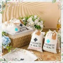 D24 Set Hangover Recovery Kit Bags 5'' X 7'' In Sickn And Health Wedding Hangover Survival Kit With Thank You Card And Drawstring For Bachelorette Bridal Shower Wedding Bridesmaid Gifts - 彩色 - 查看 3