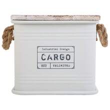 Wanderlust Bedruckte quadratische Metallbox, 27x27x24,5H cm, Weiß