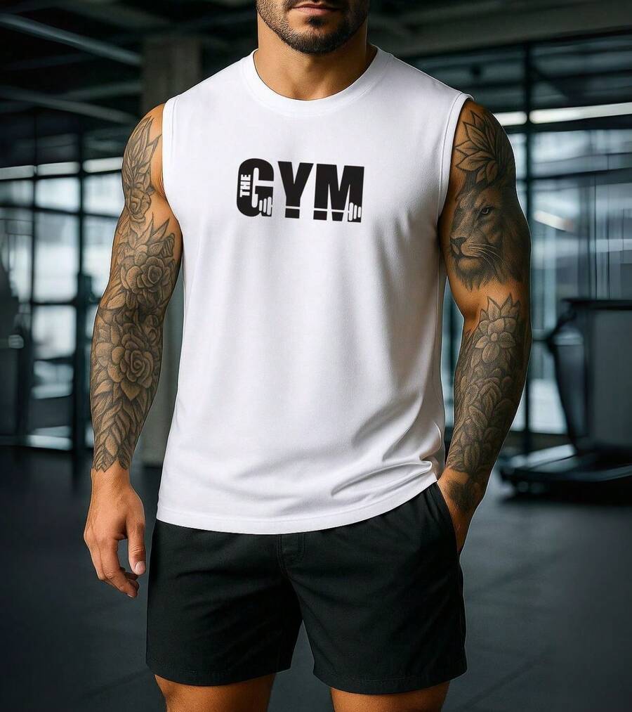 Men's Tank Top Basic Workout/Gym Top - 白色 - 查看 1