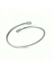 高品质不锈钢花朵金手链套装，含水钻、钉子、腰带和四叶草手链 - 麻花線銀色 - 查看 9