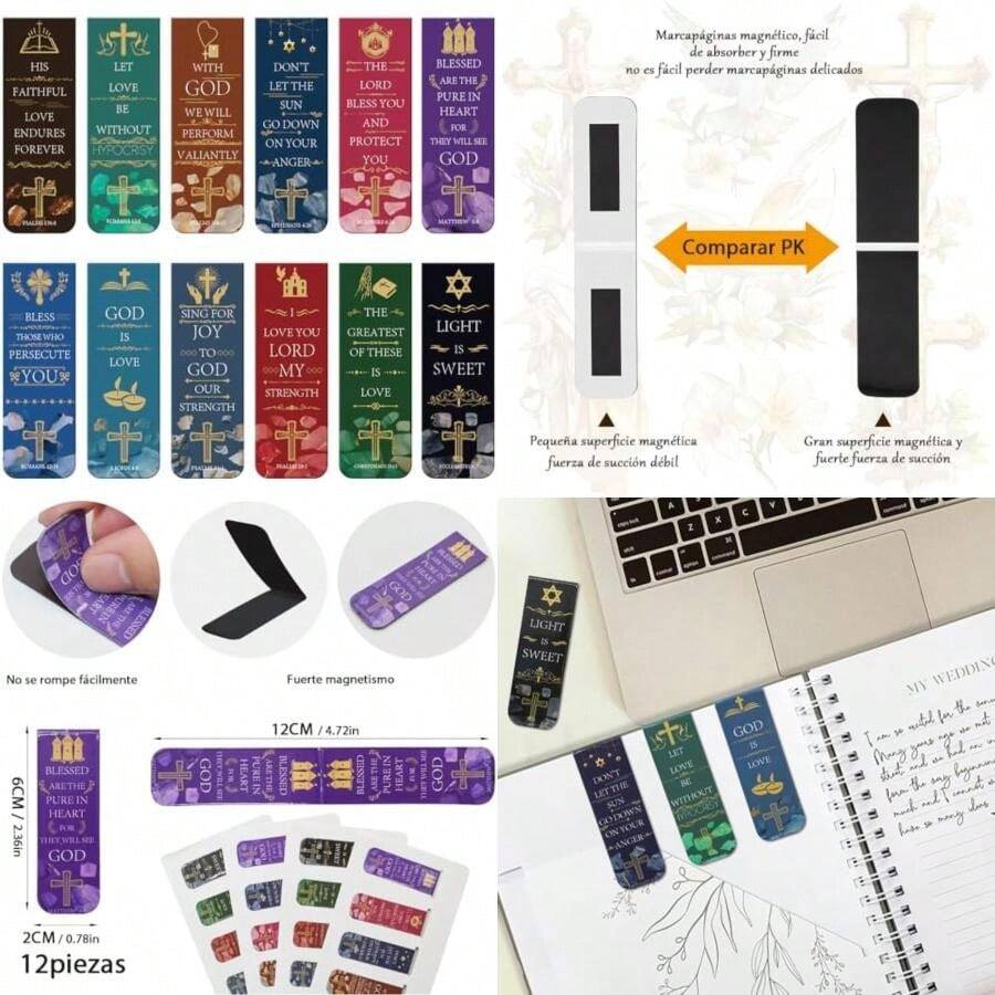 Lumbor37 Separador de Libros, Marcapáginas para Hermosas pinturas, Marcadores Página Magnéticos, Marcadores de Impresión de Arte de Pintura para el Van Gogh Monet, Oficina Papelería Lectura (8P)(D-12P) - Multicolor - Ver 1