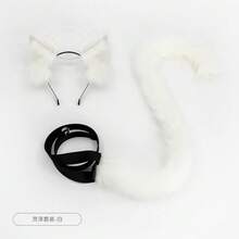 1 Set Plush Cat Tail Simulation Animal Ear Animal Tail Set Cat Ear Headband Fox Tail Cosplay Performance Props - Hồng - Xem 6