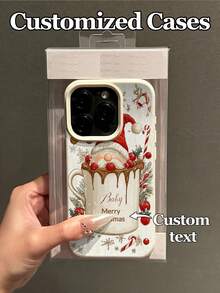 1pc Customized Text & Funny Christmas Themed Design Phone Case, Compatible With IPhone 17 Pro Max/17 Air/15 Pro Max/16 E/14 Plus/13/12/11, S24/20 Ultra/A52S/A53/A05S, Note 13 Pro Plus/Note 12 Pro Plus/Note 9, Made Of TPU Material, Personalized, Best Gift For Friends, Girlfriends, Family For Christmas,International Version, Not The Domestic Version - White - View 3