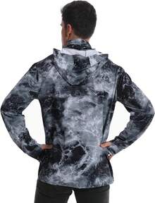 ¡RecomendadoYOUTHGO Sudadera con Capucha de Protección Solar para Hombre Camisa de Manga Larga UPF 50+ con Máscara para Pesca Correr¡Top de Temporada - Gris Carbón - Ver 3