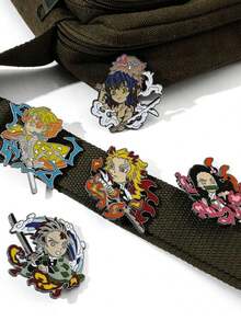"Personalized Cartoon Anime  Brooch, Kamado Tanjiro & Nezuko Kawaii Pin, Fashionable Bag Decoration Pendant, Perfect For Daily Wear & Gifts" - Nhiều màu - Xem 8