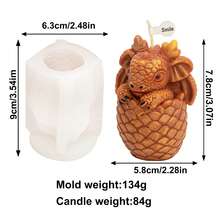 Moldes de silicona para velas con diseños de dragones fantásticos surtidos - Abrazando, meditando, eclosionando huevos y talla grande estilos, duraderos para velas, resina, arte de arcilla, manualidades de decoración del hogar DIY - Blanco - Ver 5