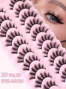 MAGEFY Zestaw 10 par puszystych sztucznych rzęs 3D – kocie oko i naturalny wygląd, bardzo grube 0,07 mm, skręt C i D, długość 13-15 mm, przyjazne dla początkujących, wielokrotnego użytku sztuczne rzęsy, zestaw naturalnych sztucznych rzęs, wakacje na plaży, wyjazd kempingowy, wesele i codzienne spotkanie w klubie