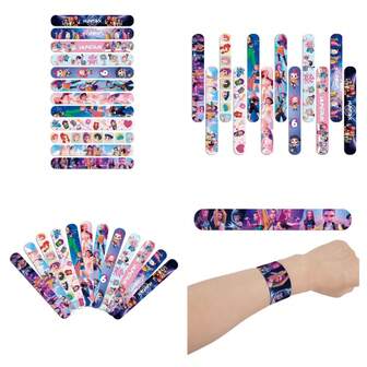 12 piezas Pulsera de golpe estilo anime para fiesta de cumpleaños, regalos de accesorios, regalos navideños para amigos para aliviar el estrés