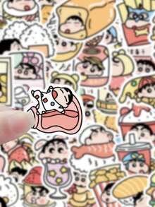 A Set Of 50PCS Food Crayon Shin-Chan Stickers, Super Cute Cartoon Character Mixed Diy Notebook Stickers, Waterproof, Suitable For Decorating Mobile Phones, Laptops, Suitcases, Water Cups, Skateboards - Multicolor - View 3