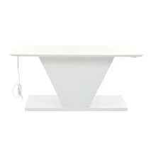 100*50*46cm Special Shape Coffee Table, Coffee Table With LED Lights, High Gloss Living Room Table, Sofa Table, Side Table, Suitable For Small Spaces, White, V-Shaped - White - View 9