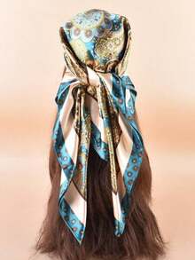 1pc Women's Paisley Pattern Bandana Head Scarf – Fashionable Hair Band, Headband For Styling, Perfect Accessory To Elevate Your Look, Versatile For Everyday Wear - 孔雀石綠 - 查看 6
