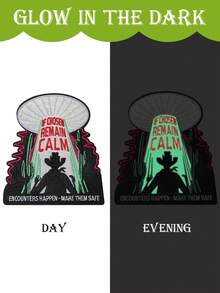 2pcs UFO Travel Iron-On Patches, Alien And Glow-In-The-Dark UFO Embroidered Applique Badges For Men's Fashion Accessories, Sewing Enthusiasts, Clothing, Bag And Hat Decoration, Bag Embellishment, DIY Crafts, Casual Fashion, Alien Theme, Sewon Applique, Fabric Badge, Fashion Badges, Decorative Patches, Men's Accessories, Patch Collectors - 彩色 - 查看 4