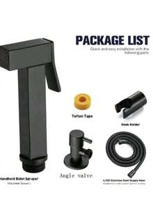 Pistola rociadora para grifo de inodoro con válvula angular - Negro - Ver 4