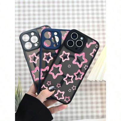 Ein feiner Hautmagnetische Anziehungsmobililtelefon-Schutzcase mit rosa Sternmuster, kompatibel mit iPhone 16 Pro Max caes,17  16, 15, 14, 13, 12 Serie, umfassende Schutz, schalldämpfender Mobililtelefon-Schutzcase, Scratchschutz, leicht und dünn, vollständig umhüllendes Design, geeignet für Männer und Frauen.