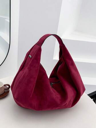 Große Retro-Stil Hobo-Tasche mit großer Kapazität, PU-Tragetasche, Damen Lässig Umhängetasche, Achseltasche mit Reißverschluss, geeignet für Einkaufen, Pendeln, Arbeit und Schule, passend für Studenten, Büroarbeiter und Berufseinsteiger