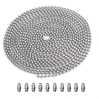 3 Meters Ball Chain120 Inch Beaded Ball Pull Chain 4.5 Mm Ball Chain With 10 Matching Connectors Silver