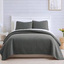 Full/Queen Quilt Bedding Set, Microfiber Quilts Queen Size, Coverlet, Stain & Pet Hair Resistant Bedding, Full Size Bedspread With 2 Pillow Shams, Bone, 2025 - 21 - Slate Grey - 查看 9