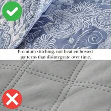 Full/Queen Quilt Bedding Set, Microfiber Quilts Queen Size, Coverlet, Stain & Pet Hair Resistant Bedding, Full Size Bedspread With 2 Pillow Shams, Bone, 2025 - 40 - 完美佩斯利藍 - 查看 4