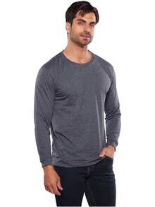 ¡RecomendadoAlfani Paquete de 3 Playeras Manga Larga para Hombre Multicolor¡Top de Temporada - Negro/Rey/Rojo Jaspe - Ver 6