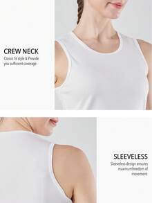 Women Workout White Tank Tops For Lightweight Athletic Yoga Gym Women's Sleeveless Shirts Quick Dry Loose Fit Sports Shirts Tops Clothes - 白色 - 查看 4