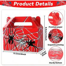 D12Pcs Spider Party Favors Boxes Spider Web Paper Treat Box Birthday Plies Red Blue Black Color Goodie Gift Boxes For Kid Boy Birthday Baby Shower Game Party Table Decoration 6 X 3.5 X 3 Inches - 紅藍黑 - 查看 3