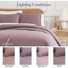 Full/Queen Quilt Bedding Set, Microfiber Quilts Queen Size, Coverlet, Stain & Pet Hair Resistant Bedding, Full Size Bedspread With 2 Pillow Shams, Bone, 2025 - 12 - Lavender - 查看 3