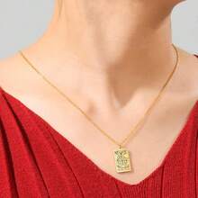 TEAMER Stainless Steel Tarot Cards Necklace Vintage Tarot Jewelry Good Luck Amulet Pendants For Women{Inchcolor_nameinch:InchGold-THEWHEELOFFORTUNEinch} - 黃金-THEWHEELOFFORTUNE - 查看 3