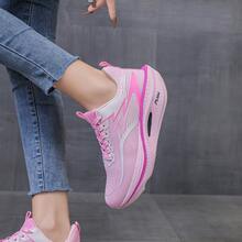 Women's Carbon Plate Running Shoes, Breathable Knitted Sports Shoes, Non Slip, Elastic, Suitable For Various Outdoor Sports Such As Running, Fitness, Tennis, Etc - 粉色 - 查看 2