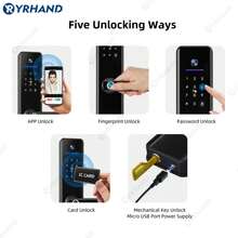 YRHAND Mexico Local Fast cerraduras inteligente para puertas wifi or Ttlock door lock Home - H01pro 6070adjust - Ver 4