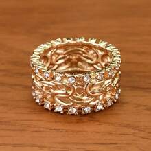 Rhinestone trang trí bện nhẫn - Vàng - Xem 8