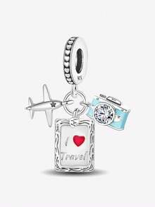 1 PC Silver Plated Touring Plane Camera Tower Perfume Pendant Charm Pendant Ball Suitable For Bracelets DIY Women's Jewelry