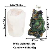 Moldes de silicona para velas con diseños de dragones fantásticos surtidos - Abrazando, meditando, eclosionando huevos y talla grande estilos, duraderos para velas, resina, arte de arcilla, manualidades de decoración del hogar DIY - Blanco - Ver 14