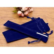 Yeanifeana 20piezas de terciopelo cordón bolígrafo 1.4 x pulgadas multicolor terciopelo bolígrafo manga bolsa de terciopelo bolígrafo caja de lápices a granel de navidad como regalos (Azul) - Negro - Ver 5