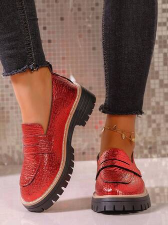 Britische Damen-Loafer mit dicker Sohle und hohem Absatz, lässige Slipper zum Hineinschlüpfen, bequeme Freizeitschuhe für Studenten und Outdoor-Aktivitäten