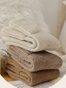 1/4pairs Of Unisex Winter Socks, Warm And Thick Knit, Soft Retro Casual Jumpsuit, Furry Socks, Girl's And Boy's Wool Socks - Multicolor - View 7