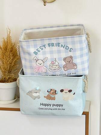 一套蓝色卡通洗衣篮，可爱可折叠大容量脏衣篮，适用于宿舍、浴室、洗衣房、家庭使用，可折叠便携收纳篮，适用于儿童房、婴儿房、大学宿舍、衣柜和旅行收纳，节省空间，轻便易携，可收纳玩具和毯子，实用返校礼物，万圣节、感恩节、圣诞节礼物之选，多功能家居日常整理必备品。