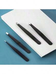 4 件装专业眉镊套装 - 不锈钢精密镊子，适用于面部毛发、内生毛发和刺的去除（黑色），价格实惠，情人节礼物，廉价商品，旅行必备，旅行用品，房间装饰，情人节礼物，便宜货，房间，1 美元商品，度假必备，女士礼物，卧室，情人节，99 美分 - 黑色 - 查看 4