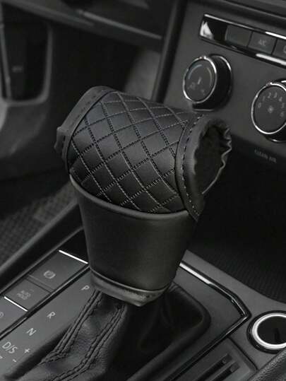 1件装通用汽车换挡杆套 – 高级皮革手动/自动变速箱换挡杆套，透气吸汗面料，弹性魔术贴开口，易于安装，防滑防尘设计，提升汽车内饰档次，皮革换挡杆套，汽车内饰配件