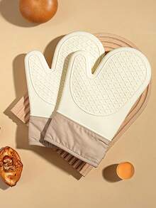 Oven Mitts - Non-Slip Heat-Insulating Kitchen Gloves With Hanging Loop, Thick Silicone, Suitable For Microwave And Stove - Essential For Festivals, Kitchen Anti-Scald And Non-Slip Design