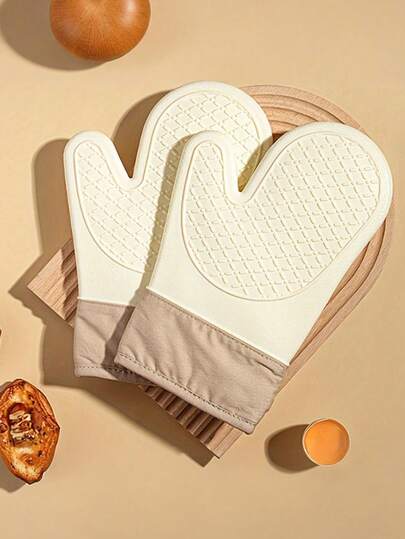 Oven Mitts - Non-Slip Heat-Insulating Kitchen Gloves With Hanging Loop, Thick Silicone, Suitable For Microwave And Stove - Essential For Festivals, Kitchen Anti-Scald And Non-Slip Design