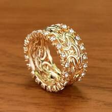 Rhinestone trang trí bện nhẫn - Vàng - Xem 7