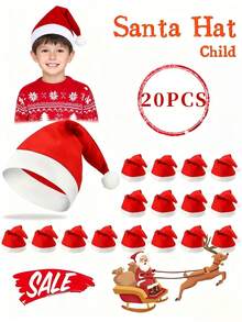 儿童帽子套装，传统红色圣诞帽，趣味家庭聚会圣诞活动装扮，圣诞风格礼物 - 彩色 - 查看 8