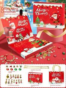 2025年女士24天圣诞节倒计时手链，包含22个魔法咒语，2条成人DIY珠宝制作手链，圣诞节假日倒计时礼物 - 彩色 - 查看 9