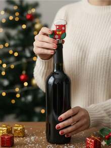 1PC Decorative Christmas Santa Wine Stopper. PVC Bottle Cork & Sealer For Wine, Champagne & Liquor. Festive Holiday Bar Accessory & Party Favor. Reusable & Charming Design For Fresh Drinks. - Shoe Type - View 1