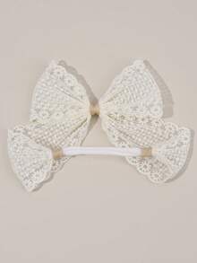 2pcs Beige Tulle Bow Headband,Flowers Hair Band,Comfortable And Breathable Hair Accessories For Baby Infant Newborn Daily Use Gifts