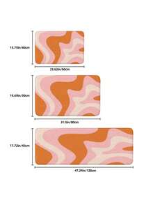 Liquid Swirl Retro Modern Abstract Pattern In Orange Pink Bathroom Rugs Soft Absorbent Memory Foam Bath Mats Set, Dry Fast Bath Mat, Machine Washable Bath Rug Set For Bathroom - 白色 - 查看 7