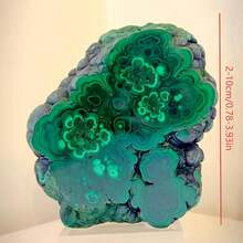 1pc Unpolished Malachite Crystal Slice - Natural Bohemian Style Green Stone With Black Veins, Complex Marble Pattern, Suitable For Home/Office Decor, Crystal Grid, Jewelry Making, Holiday Gifts (Valentine's Day, Christmas, Halloween), Spiritual Decor, Rustic Decor, Genuine Specimen, Ornament, Gift - Green - View 4