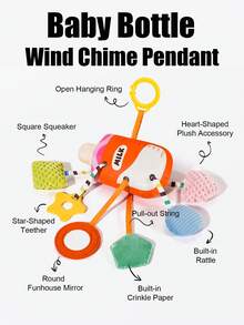 Quderbel Brinquedos para Bebês, Chocalhos de Pelúcia para Bebês, Brinquedos Penduráveis para Carrinho de Bebê, Decorações Penduráveis para Cadeirinha de Carro, Adequado para Bebês Meninos e Meninas de 0 a 3 Anos - Multicolorido - Visão 18