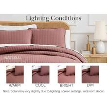 Full/Queen Quilt Bedding Set, Microfiber Quilts Queen Size, Coverlet, Stain & Pet Hair Resistant Bedding, Full Size Bedspread With 2 Pillow Shams, Bone, 2025 - 14. 馬薩拉紅酒(赤土色) - 查看 3