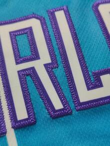 1 pieza Camiseta de baloncesto de talla grande #1 de color lavanda, de corte holgado con bordado de letras en inglés Charlotte, cuello redondo sin mangas, adecuada para baloncesto, deportes, correr, entrenamiento, regalos para hombres - Celeste - Ver 6